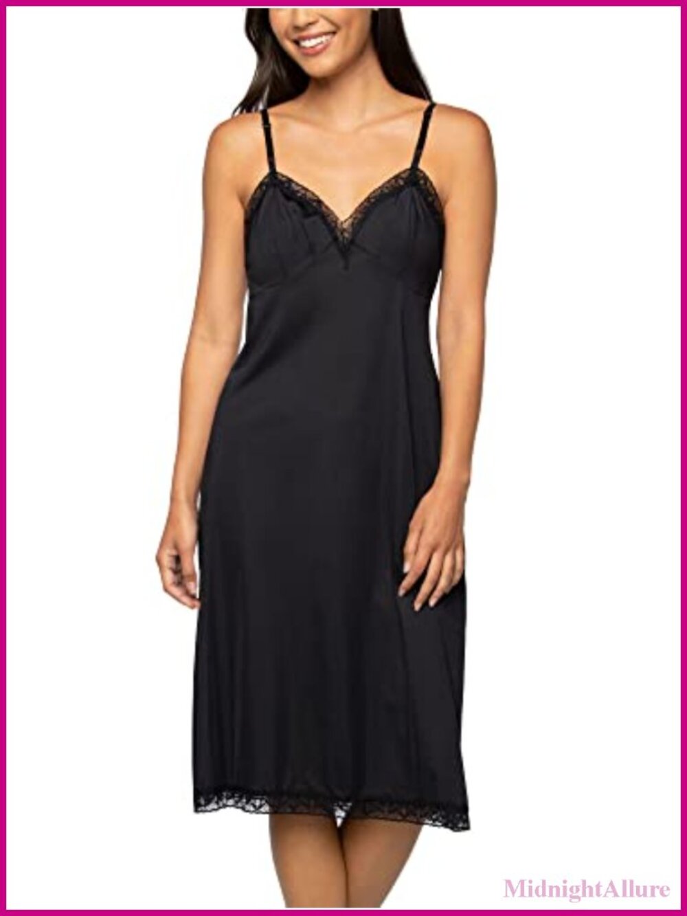 Anti-Static Nylon Full Slip for Dresses Lace Trim Reversible Neckline
